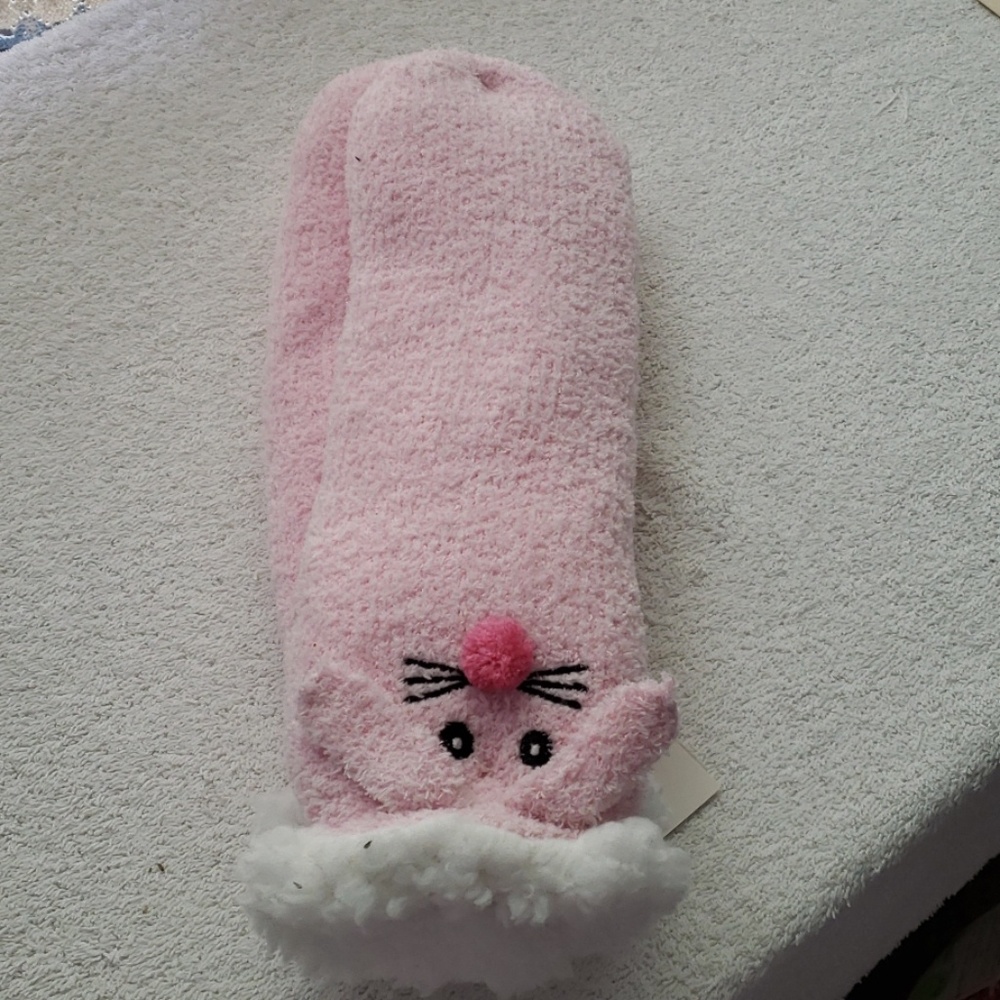 Pink Bunny Slipper socks